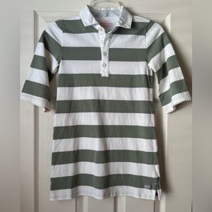 Vineyard Vines girl’s rugby style dress, olive green & white striped - Small 7/8